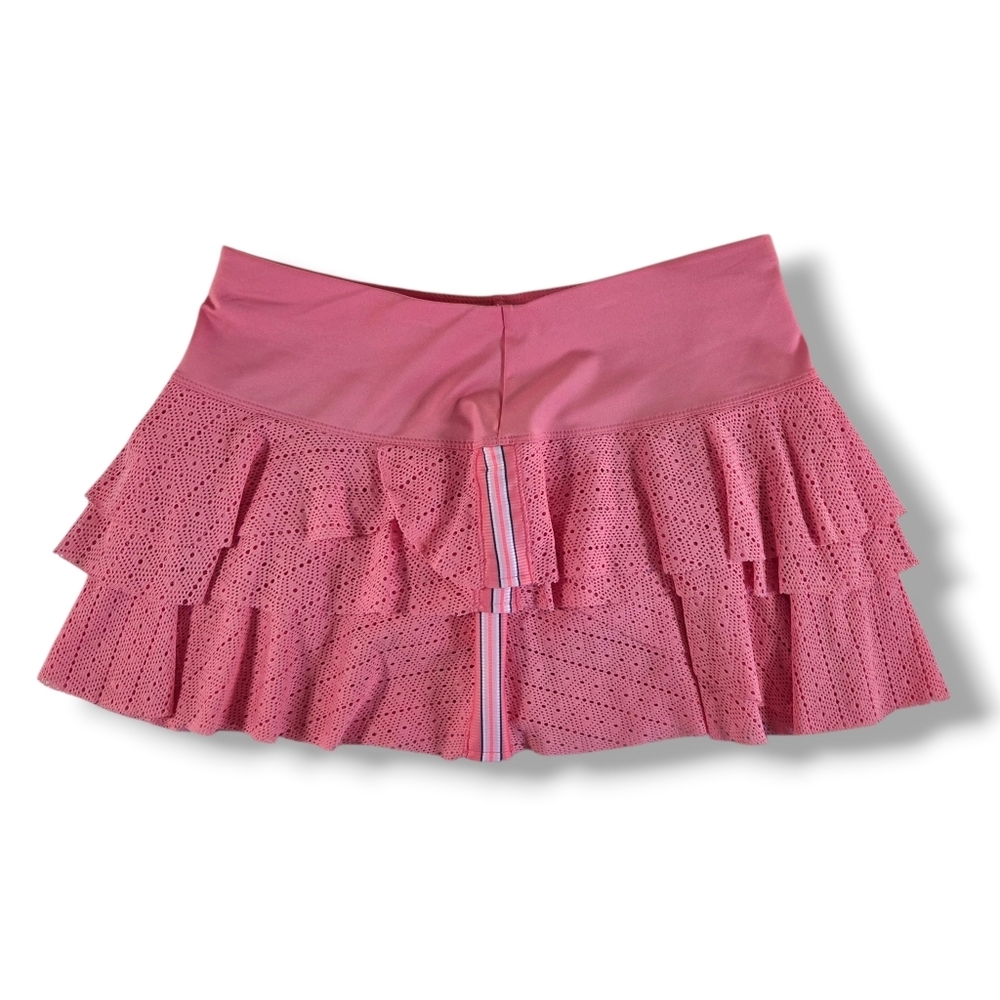 LUCKY IN LOVE Patched Stripe Rally Eyelet Tennis Pickleball Skort Skirt Medium - Picture 4 of 7